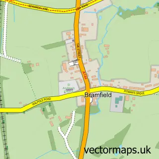 Street map sample of Bramfield, Suffolk
