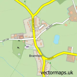 Street map sample of Bramfield, Hertfordshire