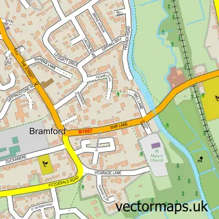 Street map sample of Bramford, Suffolk