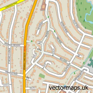 Street map sample of Bramhall, Greater Manchester