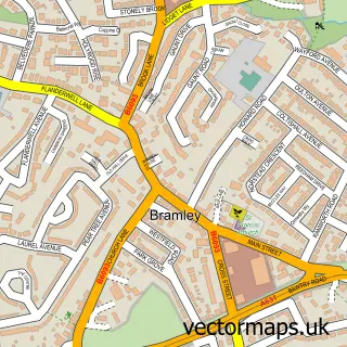 Street map sample of Bramley, South Yorkshire