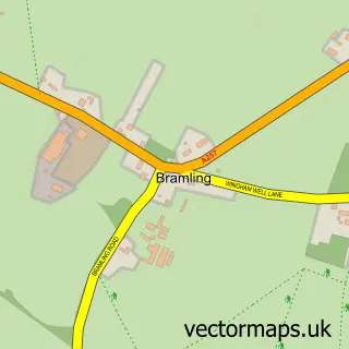 Street map sample of Bramling, Kent