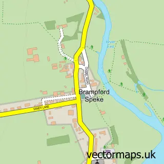 Street map sample of Brampford Speke, Devon