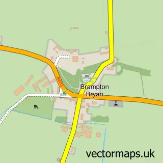 Street map sample of Brampton Bryan, Herefordshire