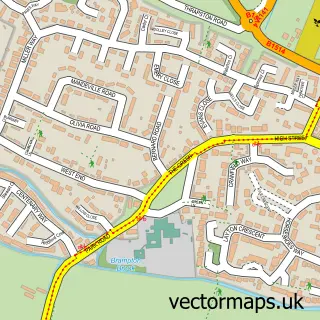 Street map sample of Brampton, Cambridgeshire
