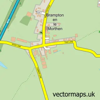 Street map sample of Brampton-en-le-Morthen, South Yorkshire