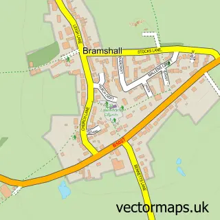 Street map sample of Bramshall, Staffordshire
