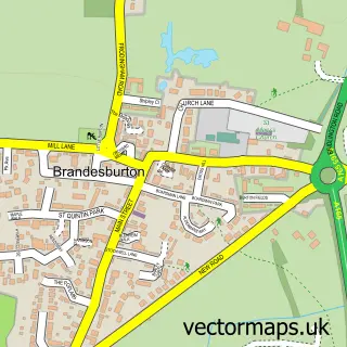 Street map sample of Brandesburton, East Riding of Yorkshire