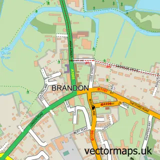 Street map sample of Brandon, Suffolk