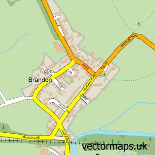 Street map sample of Brandon, Warwickshire