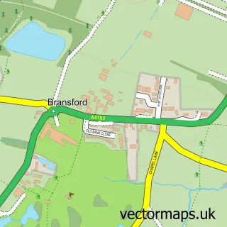 Street map sample of Bransford, Worcestershire