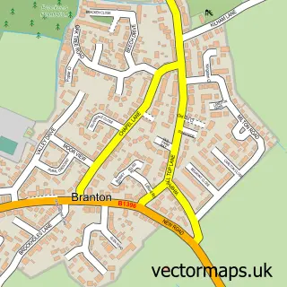 Street map sample of Branton, South Yorkshire