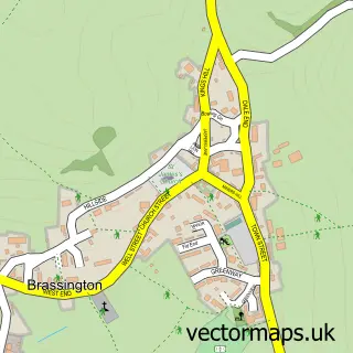 Street map sample of Brassington, Derbyshire