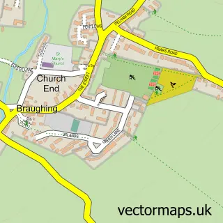 Street map sample of Braughing, Hertfordshire