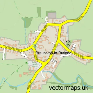 Street map sample of Braunston in Rutland, Rutland