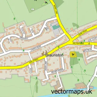 Street map sample of Braunston, Northamptonshire