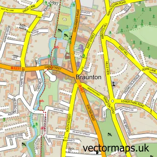 Street map sample of Braunton, Devon