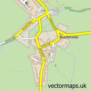 Street map sample of Braybrooke, Northamptonshire