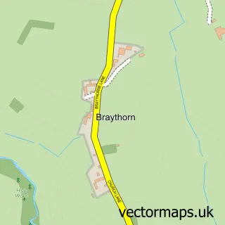 Street map sample of Braythorn, North Yorkshire