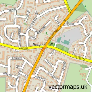 Street map sample of Brayton, North Yorkshire