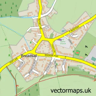 Street map sample of Breadsall, Derbyshire
