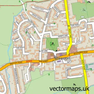 Street map sample of Breaston, Derbyshire