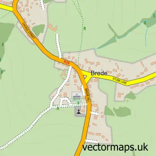 Street map sample of Brede, East Sussex