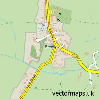 Street map sample of Bredfield, Suffolk