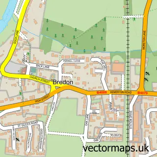 Street map sample of Bredon, Worcestershire