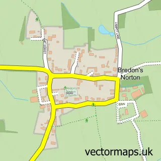 Street map sample of Bredon's Norton, Worcestershire