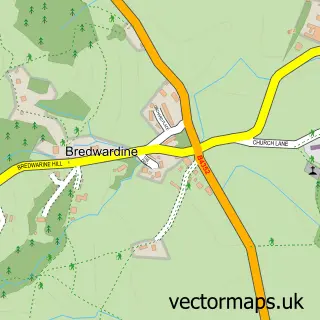Street map sample of Bredwardine, Herefordshire