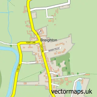 Street map sample of Breighton, East Riding of Yorkshire