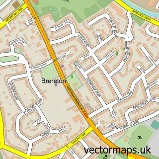 Street map sample of Brereton, Staffordshire