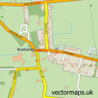 Street map sample of Bretherton, Lancashire