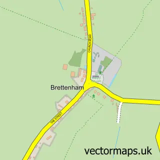Street map sample of Brettenham, Suffolk