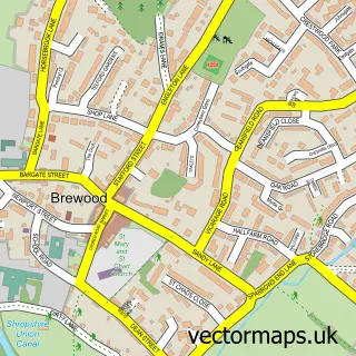 Street map sample of Brewood, Staffordshire
