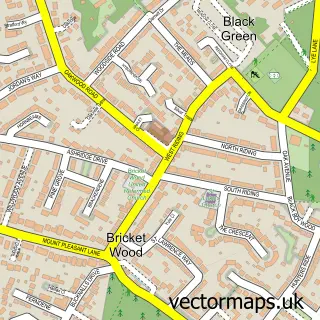 Street map sample of Bricket Wood, Hertfordshire
