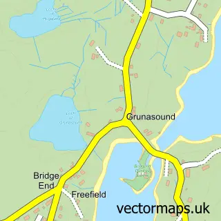 Street map sample of Bridge End, Shetland