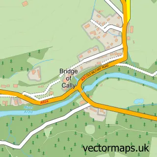 Street map sample of Bridge of Cally, Perth and Kinross