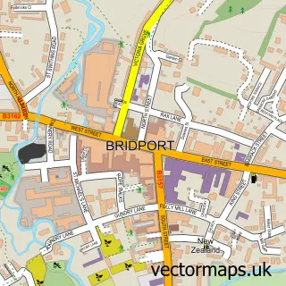 Street map sample of Bridport, Dorset