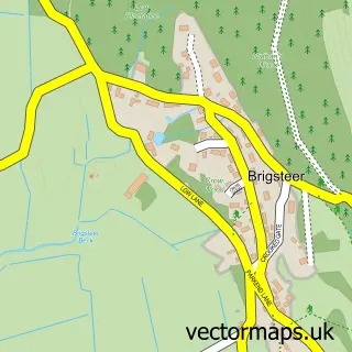 Street map sample of Brigsteer, Cumbria