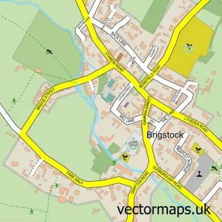 Street map sample of Brigstock, Northamptonshire