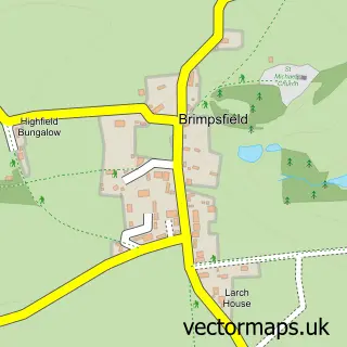 Street map sample of Brimpsfield, Gloucestershire