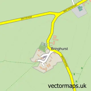Street map sample of Bringhurst, Leicestershire