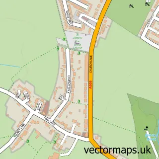 Street map sample of Brinsley, Nottinghamshire