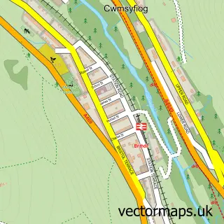 Street map sample of Brithdir, Gwent