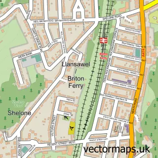 Street map sample of Briton Ferry, West Glamorgan