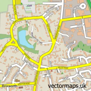 Street map sample of Brixworth, Northamptonshire