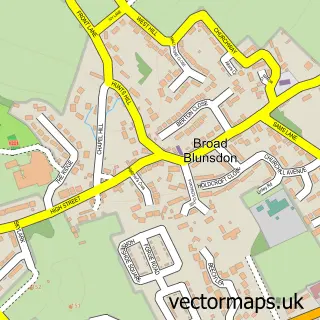 Street map sample of Broad Blunsdon, Wiltshire