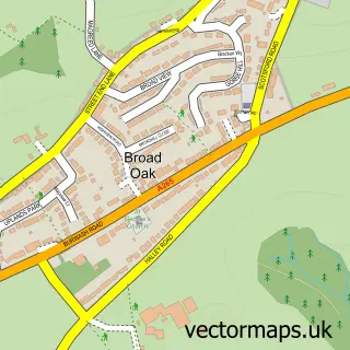 Street map sample of Broad Oak, East Sussex